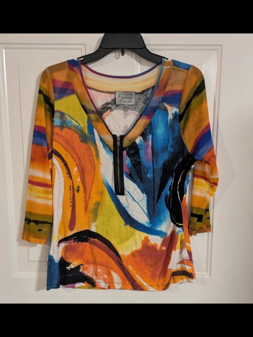 Lynn Ritchie Zip V-neck Blouse